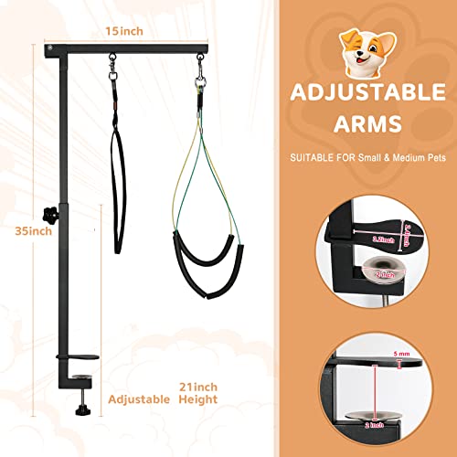Breeze Touch Dog Grooming Arm, Pet Grooming Table Arm 35" Adjustable with Clamp Grooming Loop Noose, Dog Grooming Stand for Small Medium Dogs at Home,2023 Upgrade Design