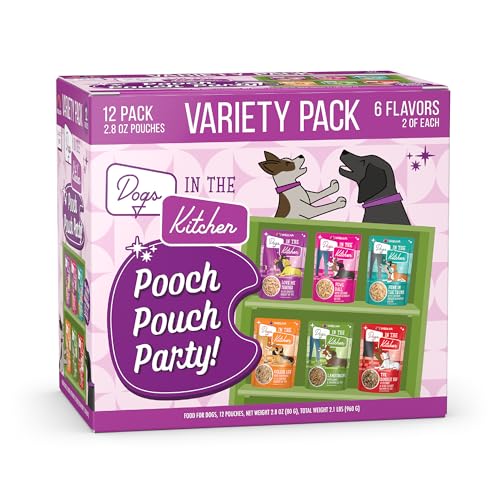 Weruva Dogs in The Kitchen, Pooch Pouch Party Variety Pack, Wet Dog Food, 2.8oz Pouches (Pack of 12)